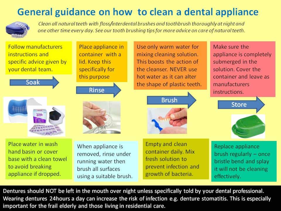 general guide on how to clean a dental appliance