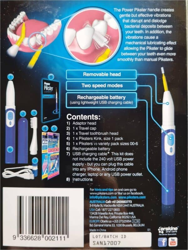 Power pikster toothbrush and interdental cleaning