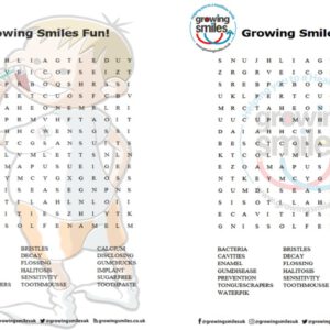 Word search about dental health