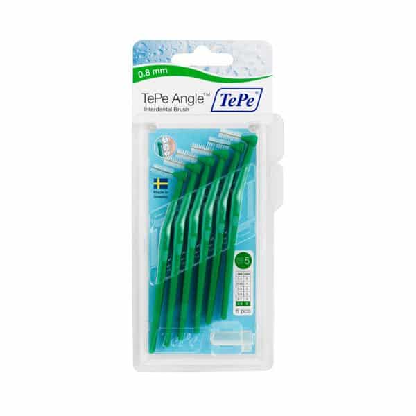 Tepe angle interdental brush packaging 6 pack in green