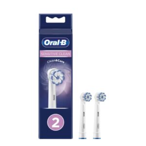 Oral B sensitive clean replacement heads on a white background