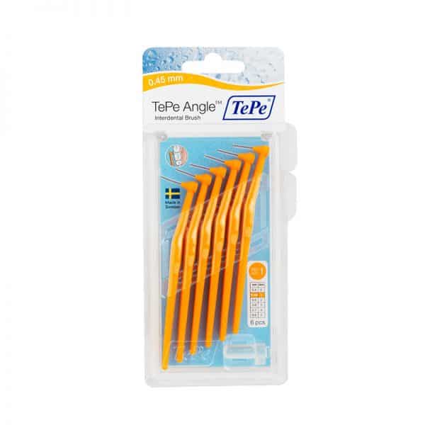 Tepe angle interdental brush packaging 6 pack in orange