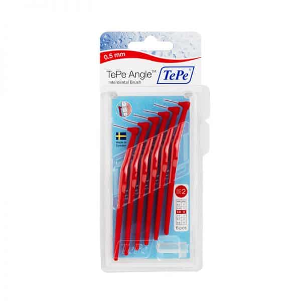 Tepe angle interdental brush packaging 6 pack in red
