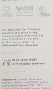 whitewash whitening toothpaste ingredients