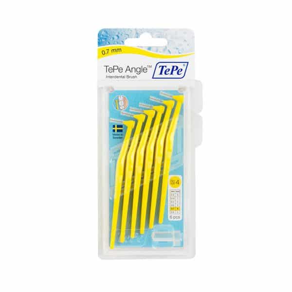Tepe angle interdental brush packaging 6 pack in yellow